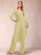 Chiffon Scoop Long Sleeves 2 Pieces Pantsuits with Rhinestone & Jacket