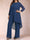 Chiffon Scoop Long Sleeves 2 Pieces Plus Size Pantsuits with Rhinestone & Jacket