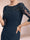 Sheath/Column Scoop 3/4 Sleeves Ruched Mother of the Bride Dresses with Applique
