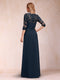 A-Line/Princess Scoop 3/4 Sleeves Mother of the Bride Dresses with Applique