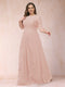 A-Line/Princess Scoop 3/4 Sleeves Plus Size Mother of the Bride Dresses with Applique