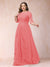 A-Line/Princess Scoop 3/4 Sleeves Plus Size Mother of the Bride Dresses with Applique