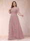 A-Line/Princess Scoop 3/4 Sleeves Plus Size Mother of the Bride Dresses with Applique