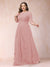 A-Line/Princess Scoop 3/4 Sleeves Plus Size Mother of the Bride Dresses with Applique
