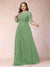 A-Line/Princess Scoop 3/4 Sleeves Plus Size Mother of the Bride Dresses with Applique