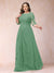 A-Line/Princess Scoop 3/4 Sleeves Plus Size Mother of the Bride Dresses with Applique