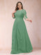 A-Line/Princess Scoop 3/4 Sleeves Plus Size Mother of the Bride Dresses with Applique