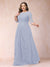 A-Line/Princess Scoop 3/4 Sleeves Plus Size Mother of the Bride Dresses with Applique