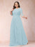 A-Line/Princess Scoop 3/4 Sleeves Plus Size Mother of the Bride Dresses with Applique