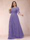 A-Line/Princess Scoop 3/4 Sleeves Plus Size Mother of the Bride Dresses with Applique