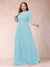 A-Line/Princess Scoop 3/4 Sleeves Plus Size Mother of the Bride Dresses with Applique
