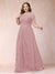 A-Line/Princess Scoop 3/4 Sleeves Plus Size Mother of the Bride Dresses with Applique