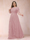 A-Line/Princess Scoop 3/4 Sleeves Plus Size Mother of the Bride Dresses with Applique