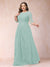 A-Line/Princess Scoop 3/4 Sleeves Plus Size Mother of the Bride Dresses with Applique