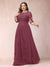 A-Line/Princess Scoop 3/4 Sleeves Plus Size Mother of the Bride Dresses with Applique
