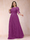 A-Line/Princess Scoop 3/4 Sleeves Plus Size Mother of the Bride Dresses with Applique