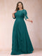 A-Line/Princess Scoop 3/4 Sleeves Plus Size Mother of the Bride Dresses with Applique