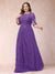 A-Line/Princess Scoop 3/4 Sleeves Plus Size Mother of the Bride Dresses with Applique