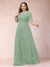 A-Line/Princess Scoop 3/4 Sleeves Plus Size Mother of the Bride Dresses with Applique