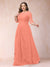 A-Line/Princess Scoop 3/4 Sleeves Plus Size Mother of the Bride Dresses with Applique