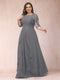 A-Line/Princess Scoop 3/4 Sleeves Plus Size Mother of the Bride Dresses with Applique
