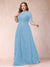 A-Line/Princess Scoop 3/4 Sleeves Plus Size Mother of the Bride Dresses with Applique