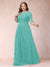 A-Line/Princess Scoop 3/4 Sleeves Plus Size Mother of the Bride Dresses with Applique