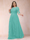 A-Line/Princess Scoop 3/4 Sleeves Plus Size Mother of the Bride Dresses with Applique
