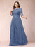 A-Line/Princess Scoop 3/4 Sleeves Plus Size Mother of the Bride Dresses with Applique