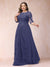 A-Line/Princess Scoop 3/4 Sleeves Plus Size Mother of the Bride Dresses with Applique