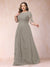 A-Line/Princess Scoop 3/4 Sleeves Plus Size Mother of the Bride Dresses with Applique