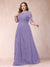 A-Line/Princess Scoop 3/4 Sleeves Plus Size Mother of the Bride Dresses with Applique