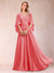 A-Line/Princess V-Neck Half Sleeves Mother of the Bride Dresses with Applique