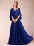 A-Line/Princess V-Neck Half Sleeves Mother of the Bride Dresses with Applique