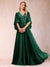 A-Line/Princess V-Neck Half Sleeves Mother of the Bride Dresses with Applique