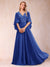 A-Line/Princess V-Neck Half Sleeves Mother of the Bride Dresses with Applique