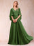 A-Line/Princess V-Neck Half Sleeves Mother of the Bride Dresses with Applique
