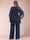 Chiffon Scoop 3/4 Sleeves 2 Pieces Plus Size Pantsuits with Rhinestone & Hollow