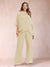 Chiffon Scoop 3/4 Sleeves 2 Pieces Plus Size Pantsuits with Rhinestone & Hollow
