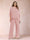 Chiffon Scoop 3/4 Sleeves 2 Pieces Plus Size Pantsuits with Rhinestone & Hollow