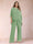 Chiffon Scoop 3/4 Sleeves 2 Pieces Plus Size Pantsuits with Rhinestone & Hollow