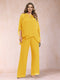 Chiffon Scoop 3/4 Sleeves 2 Pieces Plus Size Pantsuits with Rhinestone & Hollow