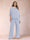 Chiffon Scoop 3/4 Sleeves 2 Pieces Plus Size Pantsuits with Rhinestone & Hollow