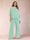 Chiffon Scoop 3/4 Sleeves 2 Pieces Plus Size Pantsuits with Rhinestone & Hollow