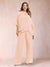 Chiffon Scoop 3/4 Sleeves 2 Pieces Plus Size Pantsuits with Rhinestone & Hollow