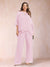 Chiffon Scoop 3/4 Sleeves 2 Pieces Plus Size Pantsuits with Rhinestone & Hollow