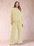 Chiffon Scoop 3/4 Sleeves 2 Pieces Plus Size Pantsuits with Rhinestone & Hollow
