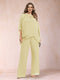 Chiffon Scoop 3/4 Sleeves 2 Pieces Plus Size Pantsuits with Rhinestone & Hollow