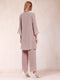 Chiffon Scoop Long Sleeves 3 Pieces Pantsuits with Applique  & Jacket