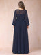 A-Line/Princess Chiffon V-Neck Long Sleeves Plus Size Mother of the Bride Dresses with Ruffles